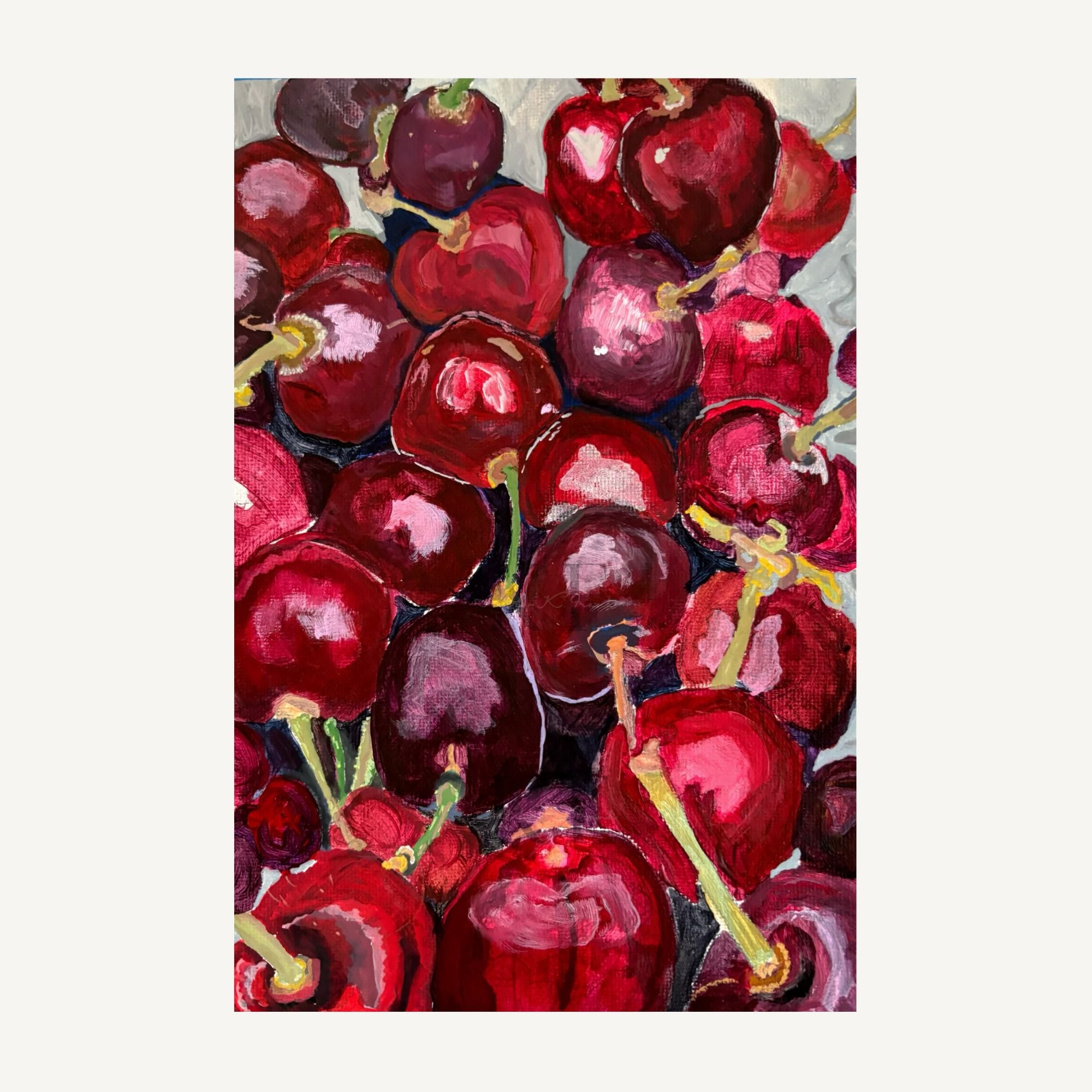 Burgundy Cherries,  6 x 9 in. Orlginal